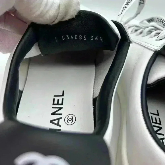 Chanel White Leather Casual Sneakers: Women's Size 36.5 Logo Laces CC - Picture 8 of 13